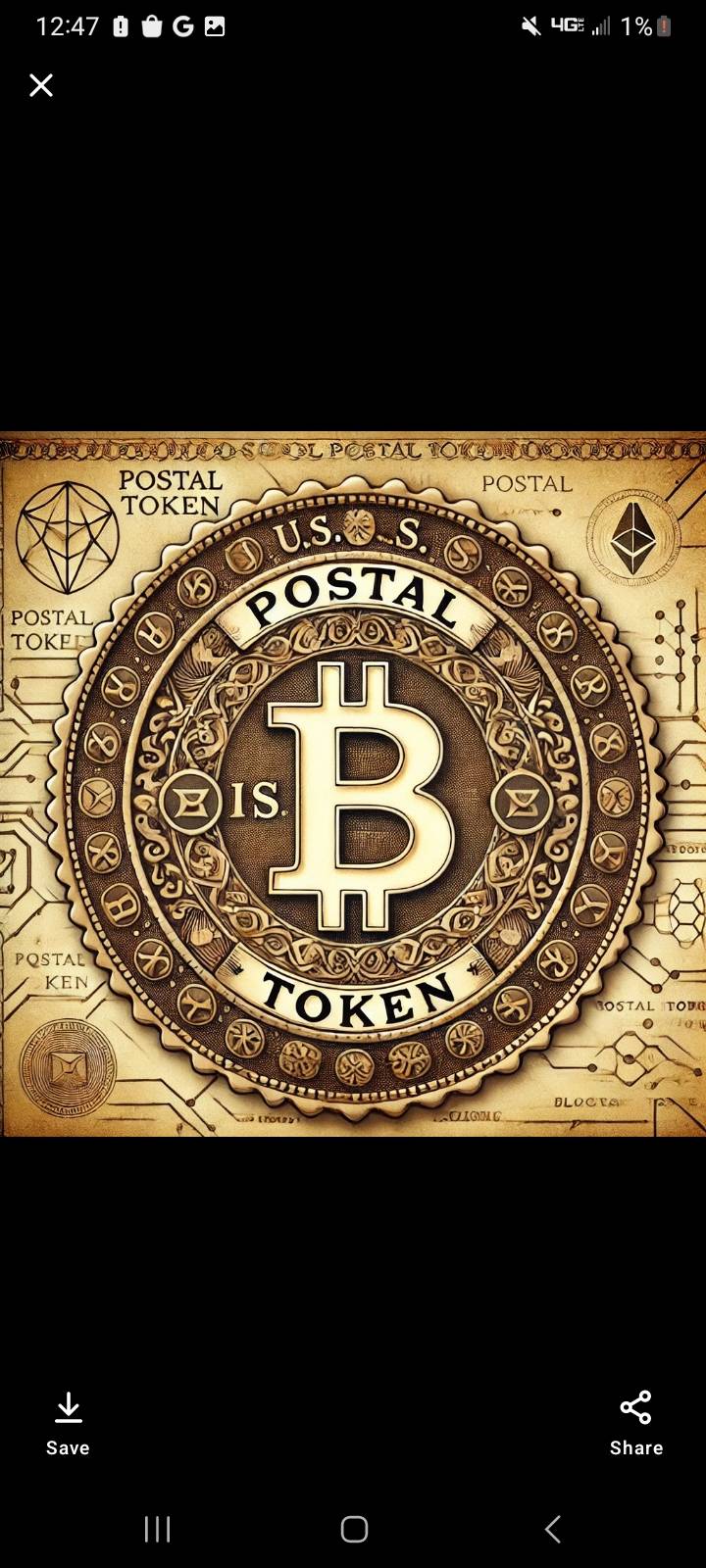 Bitcoin postal stamp.
