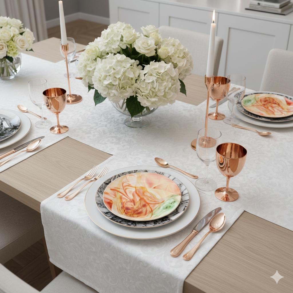 סט צלחות יוקרתי לעיצוב שולחן 